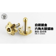 韋德機車精品 JZ 白鐵鍍金 六角大頭螺絲 M6 X 20mm, 1個, 單顆,白鐵
