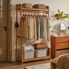 에코소라노 원목 옷걸이 선반 행거 스탠드 옷걸이 다용도 거치대 수납 행거, 네추럴RF-YMJ2042-N