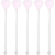 DOITool 5pcs 유리 커피 교반기 음료 교반 스틱 칵테일 위스키 핫 코코아 크리머 과일 주스를 섞을 수 있는 장식용 하트 탑이 있는 교반 막대 스위즐 스틱, DOITool 5pcs 유리 커피 교반기 음료 교반 스
