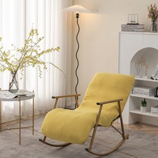 1인용 리클라이너 스윙체어 수유의자 흔들의자 커버 전용 소파, 싱글 좌석 52cmx140cm, 1개, 라이트옐로우