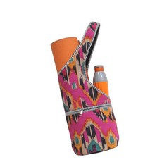 INDIAN CRAFT CASTLE 요가 매트 가방 요가 체육관 가방 토트백 멀티 포켓 포함 여성용 남성용 캔버스 요가 매트 캐리어 필라테스 여행 운동 사무실, Pink Multi