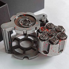 指尖解壓創意指尖陀螺解壓玩具 解壓噴子 手把件陀螺 生日禮物 金屬旋轉左輪骰子套裝COC跑團DND龍與地下城RP, 血跡, 1個