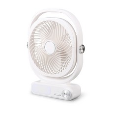桌面充電風扇 輕音 五檔風速, 白色, 桌面電風扇旋轉調節長續航充電便攜電風扇