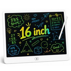프리라이프 LCD 컬러 드로잉패드 16인치 전자노트 메모패드 전자 메모보드 휴대용 전자칠판 스마트보드, 백색 ABS