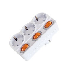 프로탭 멀티탭 스위치형 L자3구개별 ( 캠핑용 전기선 멀티콘센트 yes+8180ox