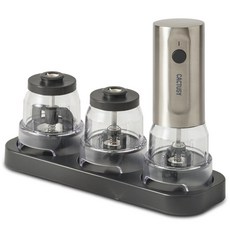캑터시 원터치 전동 소금 후추 그라인더(본체+팟3P+트레이), CYGM3100SV(실버)