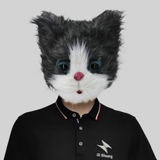 台東出貨 cos道具飾品 可愛貓咪面具 頭飾全臉化妝舞會惡搞笑動物面罩 萬聖節派對卡通道具, 灰色貓咪面具, 1個