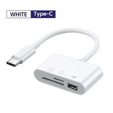 유니버설 3in1 타입 C USB 어댑터 TF SD 카드 리더 메모리 맥북 삼성 화웨이 샤오미 노트북 폰용, 01 하얀색