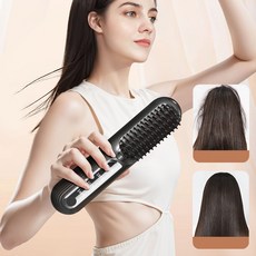ESPERANZA 미니 무선 고데기 충전식 음이온 뿌리 볼륨 빗, 블랙