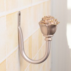 커튼 U자형 후크 벽걸이 커튼 후크 심플 창 장식 벽걸이 금속 후크 커튼 장식 액세서리, 로즈 골드, 로즈 U 자형 벽 후크, 1개