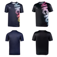 勝利 Victor VICTOR彩色漸層T-Shirt，透氣舒適，時尚運動休閒必備, 藏青,Xs, 1個