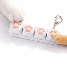 고양이 발 딸깍 키캡 키링 4구 말랑 중독성 스트레스해소 귀여운 키링, 1개, 화이트