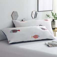 Belle Vie 精梳棉長型大抱枕 110x50cm 台灣製 孕婦抱枕, 抱枕套*1 小鯉魚