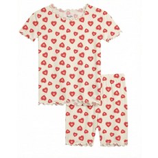 VAENAIT BABY Toddler Kids Viscose From Bamboo Pajamas Valentine Pjs Short Sleeve Summer Sleepwear, A01-heart Candy Beige