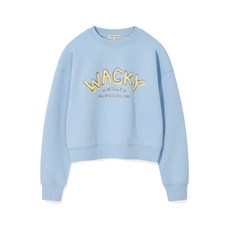 와키윌리 WACKY WILLY 우먼스 타이포 그래픽 크롭 맨투맨 스카이블루 WA2501CR64SB 218199
