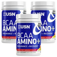 Usn BCAA AMINO+無糖乳清蛋白粉 水果潘趣酒風味, 3個, 330克