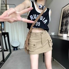 Yellwel 여름용 여성 빈티지 스타일 슬림핏 반신 데님 스커트 DJP