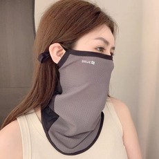 新款防曬面罩 遮陽防紫外線面紗 掛耳透氣護頸騎行圍脖, 深灰【防曬面紗】, 1個