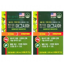 징코마그시아 마그네슘 병풀잎 포도씨 낫토 사탕수수 산사자 마늘 레몬밤, 2개, 60정