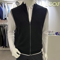 엘르골프 [2001안양점] 전판 로고 패턴 니트 풀집업 베스트