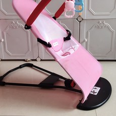 흔들의자 접이식 흔들침대 흔들요람 신생아흔들침대, 핑크 더블 메쉬+사계절 공용