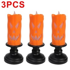 할로윈 촛불 작동 불꽃 전자 램프 크리스마스 파티 장식, 8. 3PCS-Orange