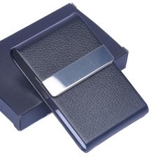 精緻皮革紋理金屬 輕巧便攜商務名片夾 時尚