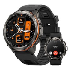 남성용 AMAZTIM GPS 스마트 워치 6개의 위성 위치 확인 나침반 스테인리스 스틸 본체 50M 방수 470mAh 초대형 배터리 응답/전화 걸기 1.43인치 AMO, Black