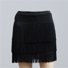 3단 일자 수술 치마 라인 댄스복 라틴 줌바 드레스, 블랙