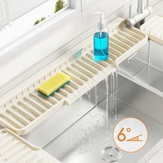 Flyaiku 싱크대 세면대 실리콘 배수패드 건조 방수 곰팡이방지 60cm, 베이지,, 1개