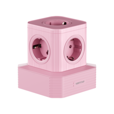 버티탭 버티컬 고용량 4000W 타워 멀티탭 큐브 5구 basic, 핑크, 1개