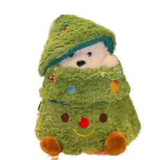 聖誕裝潢躲在聖誕樹裏的小狗玩偶狗狗公仔娃娃毛絨玩具生日禮物女生耶誕節, 聖誕樹捉迷藏小狗（含小狗公仔），【禮袋+彩燈+紙箱裝】30cm×1個