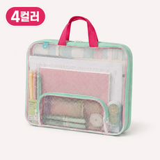 투명파일가방 A4가방 손잡이 화일가방 4가지 컬러, 1개, 민트