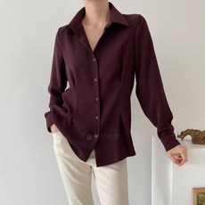 옷자락 여자 오픈카라 슬림핏 롱 겨울 블라우스