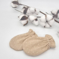 마마스템 비노 오가닉 원단 도트브라운 신생아 아기 손싸개