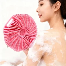 폴리곤 실리콘 목욕 브러시 휴대용 마사지 샤워 스크러버 회오리 각질 제거, red 1