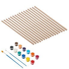 수채화 브러시 세트가 포함된 15개의 미완성 장식 15 구슬 75인치 트림 목재 반원목, Wood