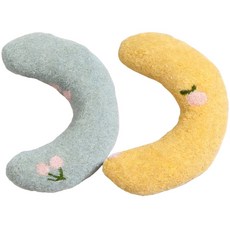 세이섬 반려동물 목 받침 베개 쿠션 세트 강아지 고양이 겸용 반달베개 꿀잠 쿠션, 1세트, 그린1개+옐로우1개