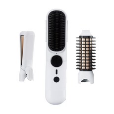 휴브론 트리플헤드 무선고데기 3in1 교체형 빗고데기 기내반입 여행용 뿌리볼륨 매직기, 화이트, 휴브론 3 in 1 무선고데기