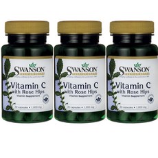 Swanson 斯旺森 玫瑰果維生素C膠囊 1000mg, 30顆, 3罐