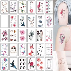 卡通系列紋身貼一組共30張 防水小清新刺青貼紙 T28A 微刺青假刺青, 1個, 4.卡通組合,一張2元