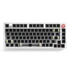 CORBOBO LEOBOG Hi75C 업그레이드 유선 기계식 키보드 키트 - 알루미늄 합금 개스킷 마운트 75% 베어본 DIY 베이스 핫 스왑 RGB 백라이트 및 볼륨 손잡, 화이트 키트 - 무선