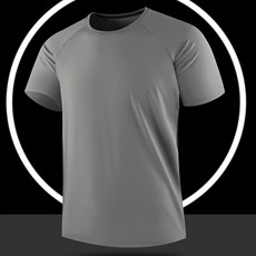 夏季新款輕薄透氣速幹運動T恤 男士冰絲短袖寬松上衣, 無規格, 煙霧灰