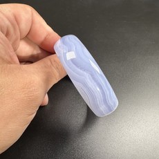 天然藍紋瑪瑙手鐲 天空藍顏色白雲狀紋路 細版 現貨 內徑56mm, 1個