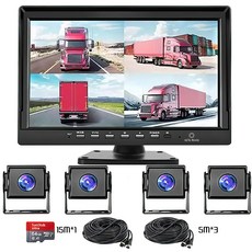 WINANON 대형 화물차 4로 4채널 블랙박스 200만 화소 초고화질 10.1인치 디스플레이+720P카메라 4개 풀세트, 64GB
