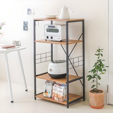 스칸디나 전자렌지 수납장 렌지대, 블랙, 4단