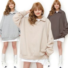 마이쏭 여성 빅사이즈 루즈핏 카라티 박스티 커플티 오픈카라오버핏맨투맨