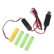 Universal 6V AA 배터리 제거기 USB 전원 공급 장치 케이블 스위치 USB, 6V AA Battery, 1개