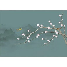 목련 꽃과 새 풍경 벽지 벽화 홈 장식 벽 종이 거실 스티커, 6. 21443990