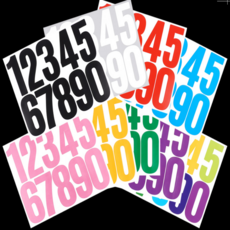 지니걸즈 숫자스티커 7.6cm 1장 아기방스티커, 레드